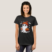 Schattige Ghost Drink Koffie Halloween Ghost Coffe T-shirt (Voorkant volledig)
