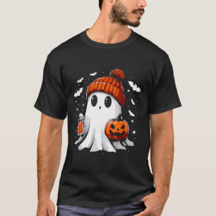 Schattige Ghost Drink Koffie Halloween Ghost Coffe T-shirt