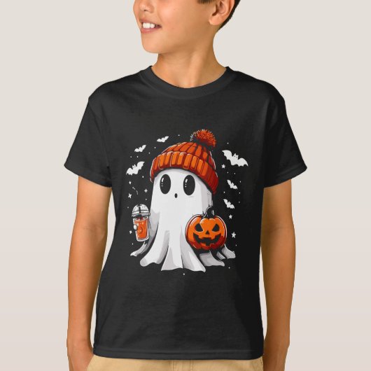 Schattige Ghost Drink Koffie Halloween Ghost Coffe T-shirt (Voorkant)