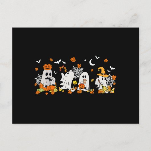 Schattige Ghost Drink Koffie Halloween Herfst Ghos Briefkaart (Voorkant)