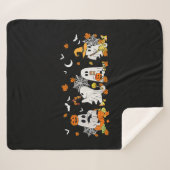 Schattige Ghost Drink Koffie Halloween Herfst Ghos Sherpa Deken (Voorkant (horizontaal))