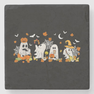 Schattige Ghost Drink Koffie Halloween Herfst Ghos Stenen Onderzetter