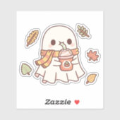 Schattige Ghost Drink Pumpkin Spice Latte Herfst Sticker (Vel)