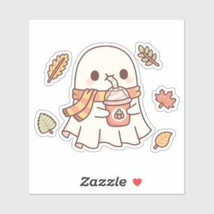 Schattige Ghost Drink Pumpkin Spice Latte Herfst Sticker
