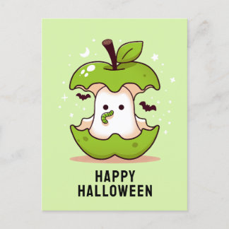 Schattige Ghost en Apple Green Halloween briefkaar Briefkaart