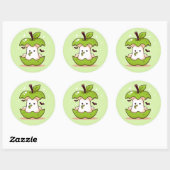 Schattige Ghost en Apple Green Halloween Ronde Sticker (Vel)