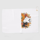 Schattige Ghost en Black Cat Classic T-shirt Golfhanddoek (Horizontaal)