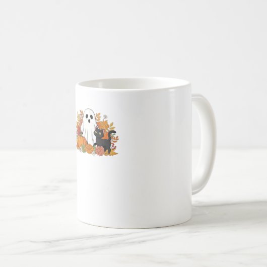 Schattige Ghost en Black Cat Classic T-shirt Koffiemok (Voorkant rechts)