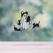 Schattige Ghost en Black Cats Classic T-shirt Acryl Bord (Neutraal)