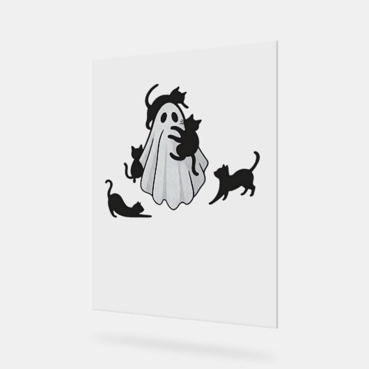 Schattige Ghost en Black Cats Classic T-shirt Acryl Bord (Hoek)
