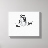 Schattige Ghost en Black Cats Classic T-shirt Canvas Afdruk (Voorkant)