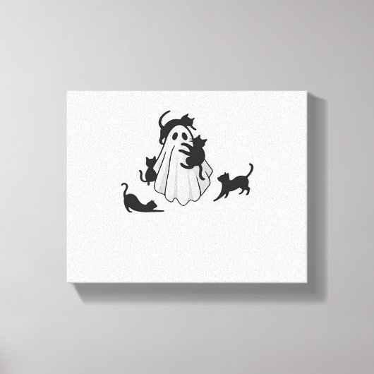 Schattige Ghost en Black Cats Classic T-shirt Canvas Afdruk (Voorkant)