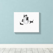 Schattige Ghost en Black Cats Classic T-shirt Canvas Afdruk (Insitu (Houten vloer))