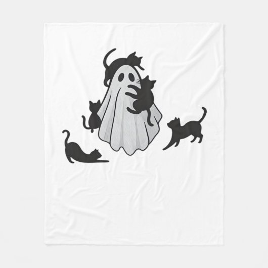 Schattige Ghost en Black Cats Classic T-shirt Fleece Deken (Voorkant)