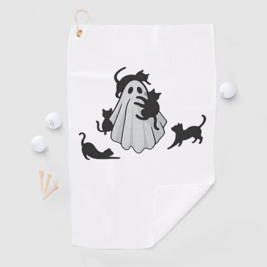 Schattige Ghost en Black Cats Classic T-shirt Golfhanddoek (Insitu)