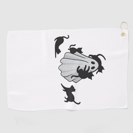 Schattige Ghost en Black Cats Classic T-shirt Golfhanddoek (Horizontaal)