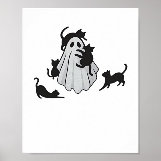 Schattige Ghost en Black Cats Classic T-shirt Poster (Voorkant)