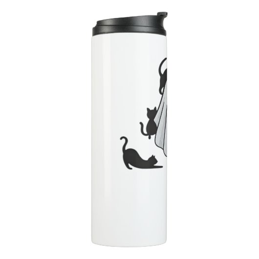 Schattige Ghost en Black Cats Classic T-shirt Thermosbeker (Gedraaid links)