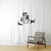 Schattige Ghost en Black Cats Classic T-shirt Wandkleed (In situ)