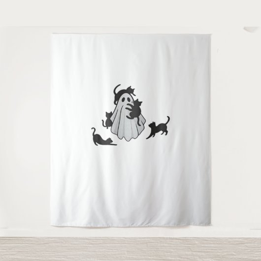 Schattige Ghost en Black Cats Classic T-shirt Wandkleed (Voorkant)
