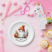 Schattige Ghost Football Player Happy Halloween Papieren Bordje (Feest)