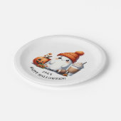 Schattige Ghost Football Player Happy Halloween Papieren Bordje (Gekanteld)