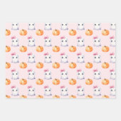 Schattige Ghost Girl Pumpkin Watercolor Roze Hallo Inpakpapier Vel (Voorkant 2)