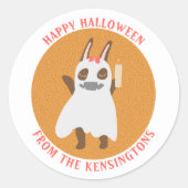 Schattige Ghost Girly Bunny Happy Halloween Famili Ronde Sticker (Voorkant)