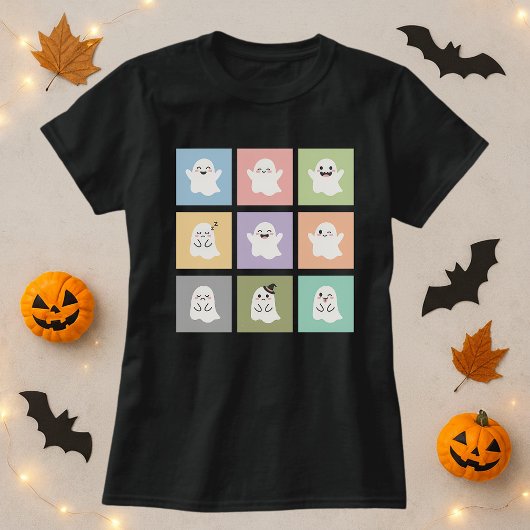 Schattige Ghost Grid Halloween Shirt; Leuke Ghost  T-shirt