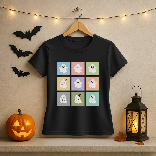 Schattige Ghost Grid Halloween Shirt; Leuke Ghost  T-shirt