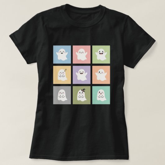 Schattige Ghost Grid Halloween Shirt; Leuke Ghost  T-shirt (Design voorkant)