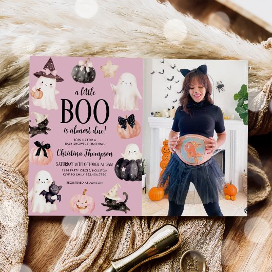 Schattige Ghost Halloween Baby shower Foto Kaart