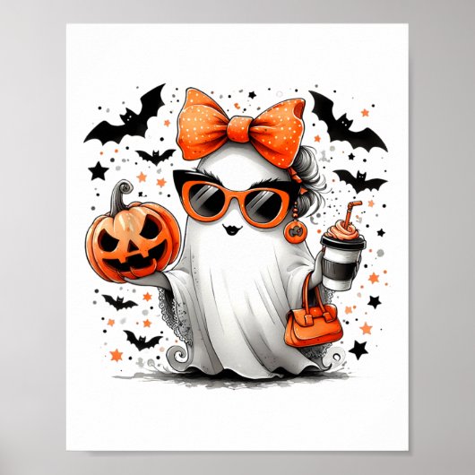 Schattige Ghost Halloween Diva Cartoon Sungles Han Poster (Voorkant)