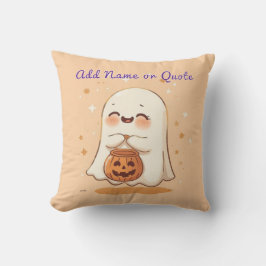 Schattige Ghost Halloween Pillow – Bewerkbare naam Kussen
