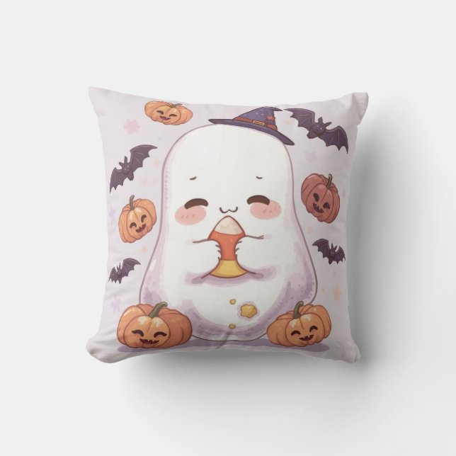 Schattige Ghost Halloween Pillow - Spooky Decor Kussen (Voorkant)