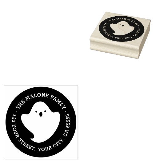 Schattige ghost halloween retouradres rubberstempel (Gestempeld)