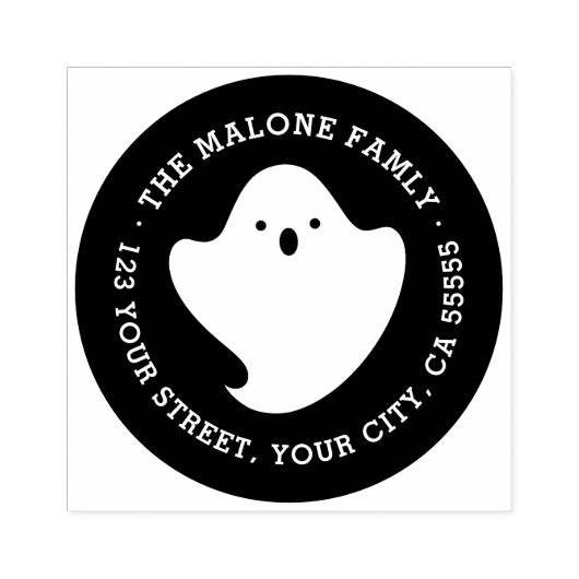 Schattige ghost halloween retouradres rubberstempel (Afrduk)