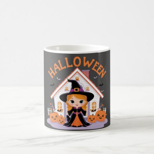 Schattige Ghost House Decor voor Halloween Koffiemok (Center)