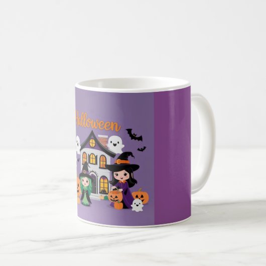 Schattige Ghost House Decor voor Halloween Koffiemok (Voorkant rechts)