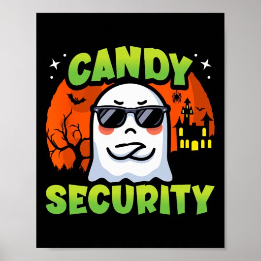 Schattige Ghost Kinder Halloween - Snoep Security Poster (Voorkant)