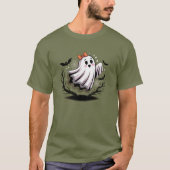 Schattige Ghost met Bow Lace - Spooky Halloween T-shirt (Voorkant)