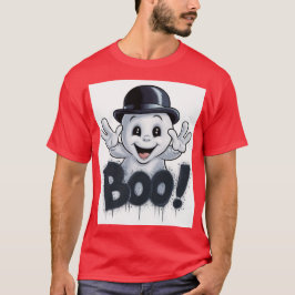 Schattige Ghost met Bowler Pet en 'BOO!' Graffiti T-shirt