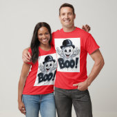 Schattige Ghost met Bowler Pet en 'BOO!' Graffiti T-shirt (Unisex)