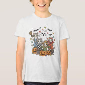 Schattige Ghost Neon BOO | Spooky Fun Kinder Hallo Tri-Blend Shirt (Voorkant)