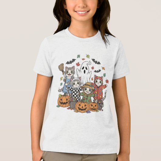 Schattige Ghost Neon BOO | Spooky Fun Kinder Hallo Tri-Blend Shirt (Voorkant)