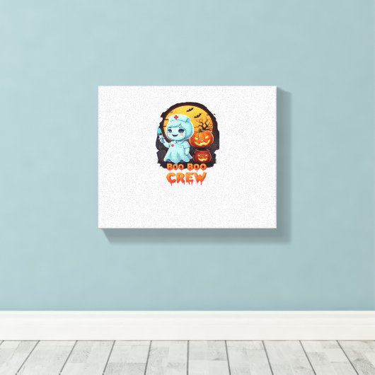 Schattige Ghost Nurse - Boo Boo Crew Halloween Fun Canvas Afdruk (Insitu (Houten vloer))