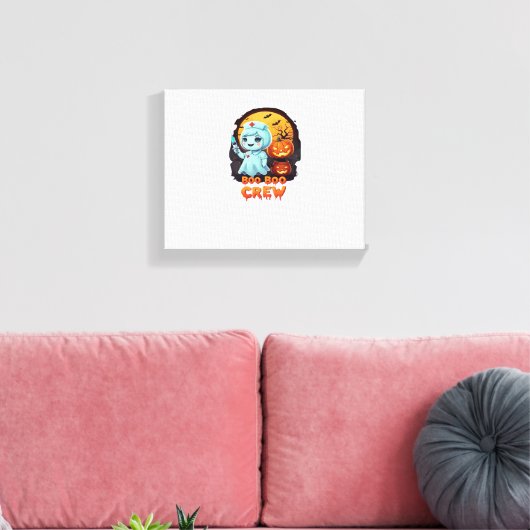 Schattige Ghost Nurse - Boo Boo Crew Halloween Fun Canvas Afdruk (Insitu (Woonkamer))