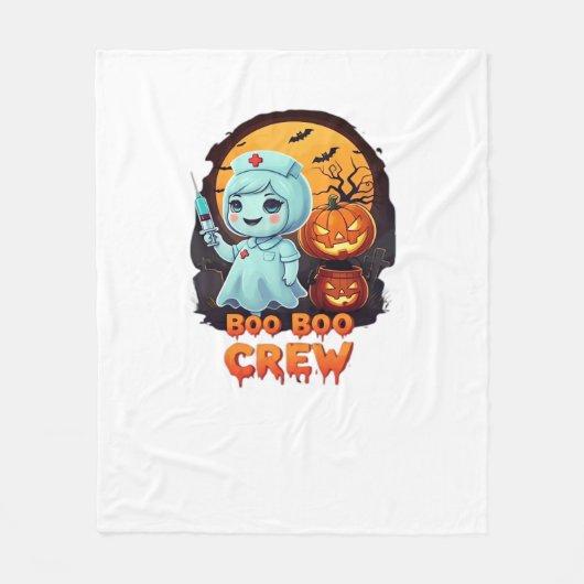 Schattige Ghost Nurse - Boo Boo Crew Halloween Fun Fleece Deken (Voorkant)