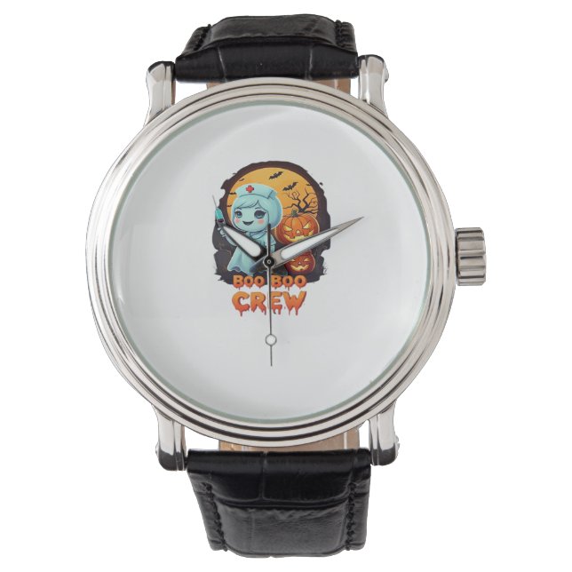 Schattige Ghost Nurse - Boo Boo Crew Halloween Fun Horloge (Voorkant)