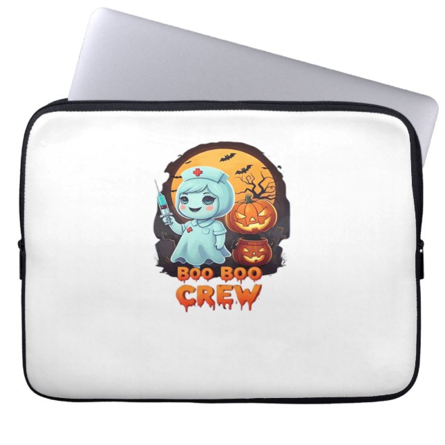 Schattige Ghost Nurse - Boo Boo Crew Halloween Fun Laptop Sleeve (Voorkant)